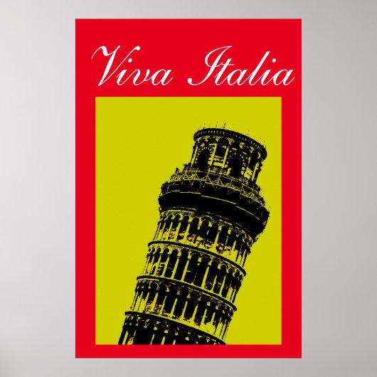 Viva Italia Leaning Tower of Pisa Travel Pop Art Poster (Voorkant)