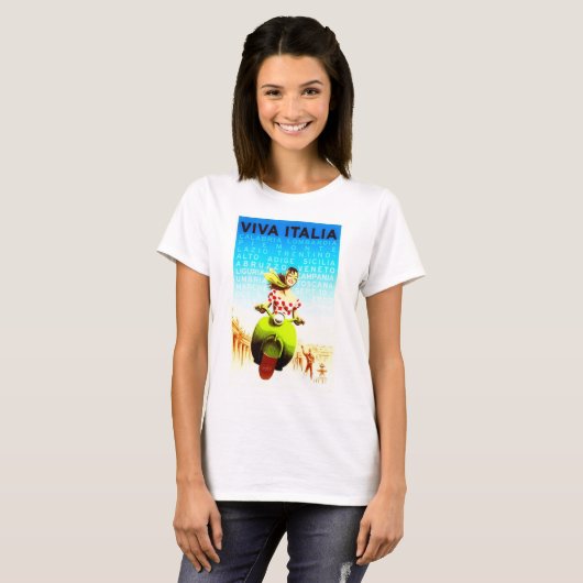Viva Italia  Retro Travel Poster T-shirt (Voorkant volledig)