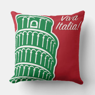 Viva Italia Tricolor Leaning Tower of Pisa Kussen