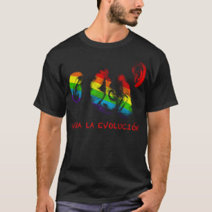 viva la evolucion , regenboogchimps t-shirt