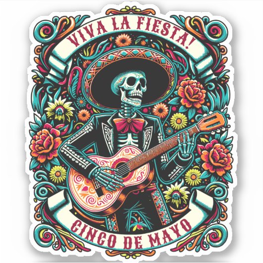 Viva La Fiesta! Cinco de Mayo ontwerp Sticker (Voorkant)