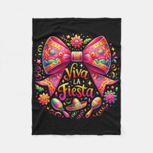 Viva La Fiesta Coquette Bow Cinco de Mayo Mexicaan Fleece Deken