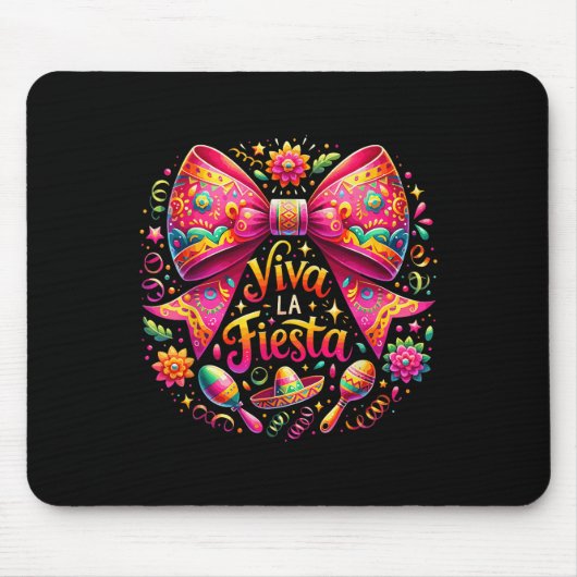 Viva La Fiesta Coquette Bow Cinco de Mayo Mexicaan Muismat (Voorkant)