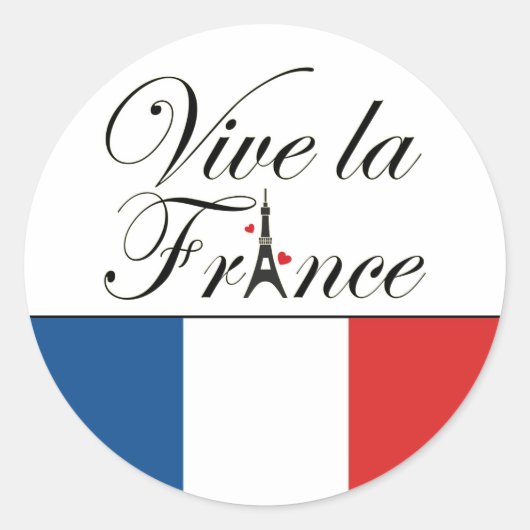 Viva la France Typografie Ronde Sticker (Voorkant)