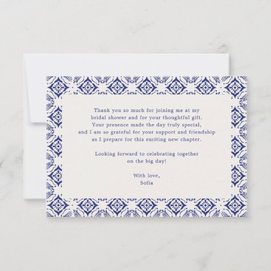 Viva La Novia Blue Talavera Vrijgezellenfeest Bedankkaart (Achterkant)