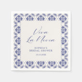 Viva La Novia Blue Talavera Vrijgezellenfeest Servet (Voorkant)