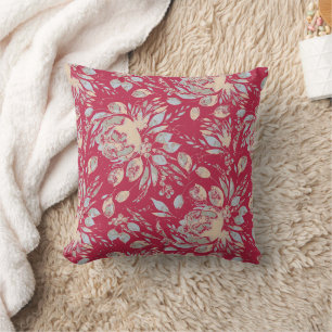 Viva la Peony Waterverf Floral-Throw Pillow Kussen