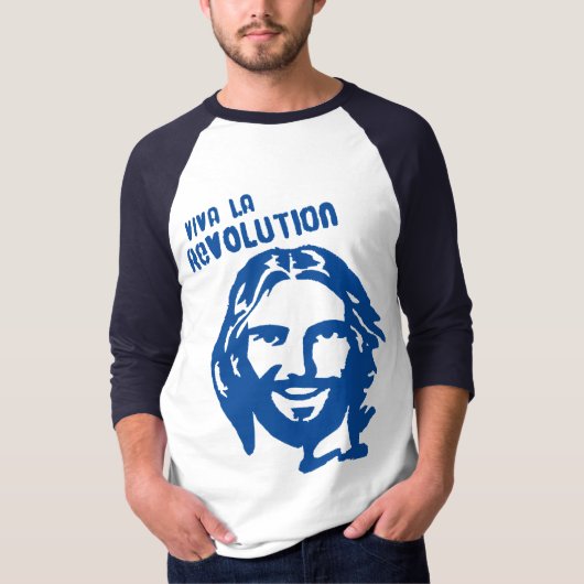 Viva La Revolution - Blue Sleeve/ Lettering T-shirt (Voorkant)