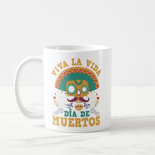 Viva La Vida Dia de Muertos Mexicaanse Floral Skul Koffiemok (Links)