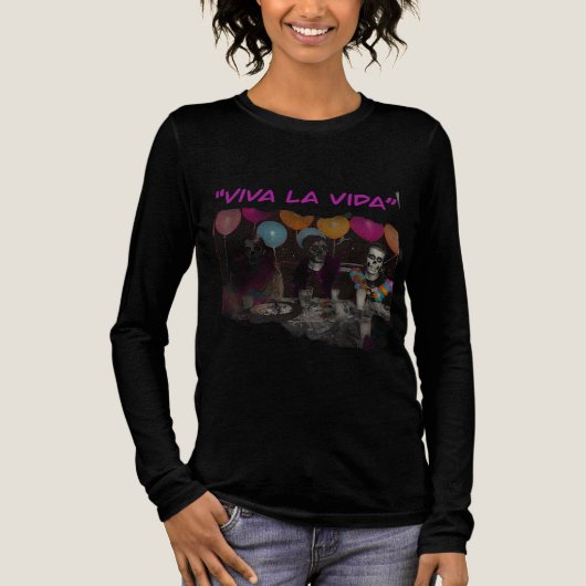 Viva la Vida Gothic Feest Langarmshirt Tri-Blend Shirt (Voorkant)