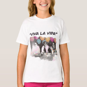 Viva La Vida Kleurrijk Skelet Feest T-Shirt