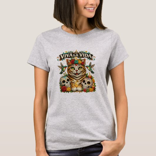 VIVA LA VIDA TIGERKAT T-SHIRT (Voorkant)