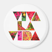 VIVA LA VIDA White Florence Round Magneet (Voorkant)