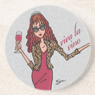 Viva La Vino Leopard Queen Sandstone Onderzetter
