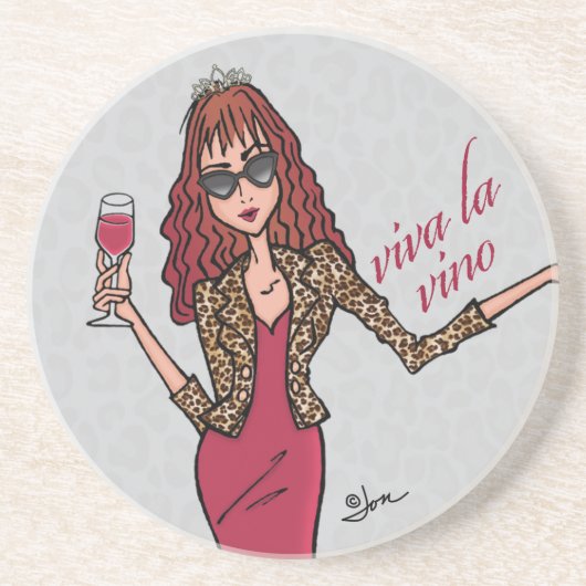 Viva La Vino Leopard Queen Sandstone Onderzetter (Voorkant)
