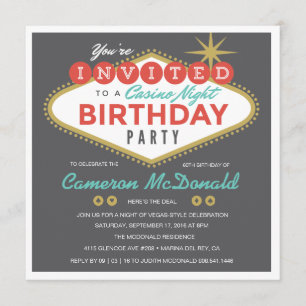 Viva Las Vegas Birthday Invitation Kaart
