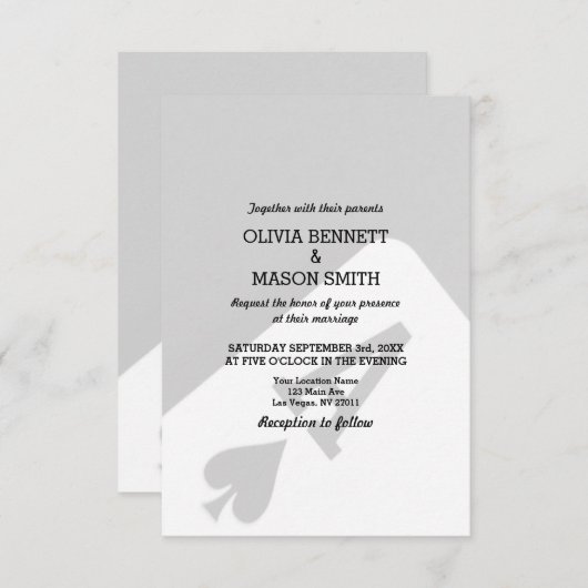 Viva Las Vegas Casino Kaart huwelijksuitnodiging (Voorkant / Achterkant)