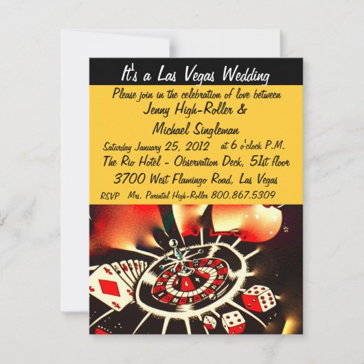 Viva Las Vegas Casino Theme Weddings Kaart (Voorkant)