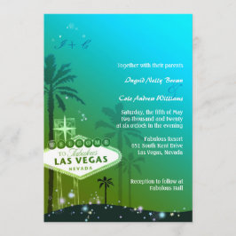 Viva Las Vegas Cyaan Blauw Bruiloft Kaart