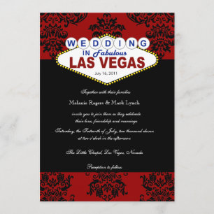 Viva Las Vegas Damask Wedding Invitation Kaart