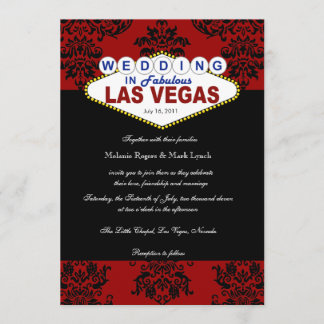 Viva Las Vegas Damask Wedding Invitation Kaart