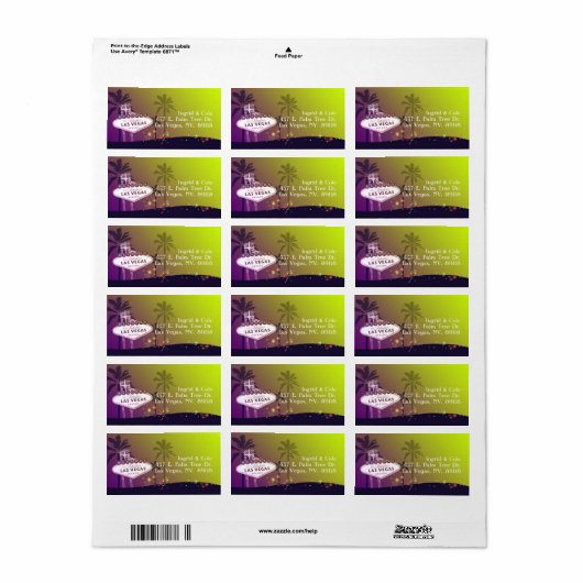 Viva Las Vegas Destination Wedding Address Etiket (Full Sheet)