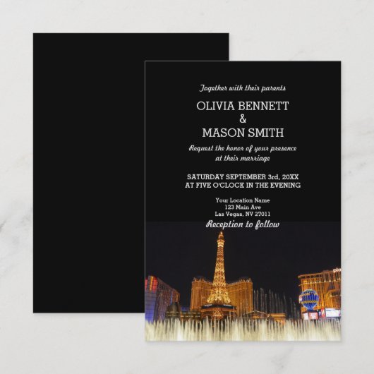 Viva Las Vegas Destination Wedding Invitation Kaart (Voorkant / Achterkant)
