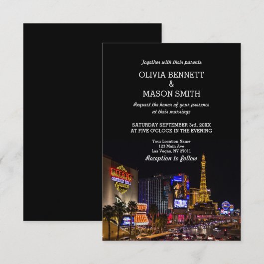 Viva Las Vegas Destination Wedding Invitation Kaart (Voorkant / Achterkant)