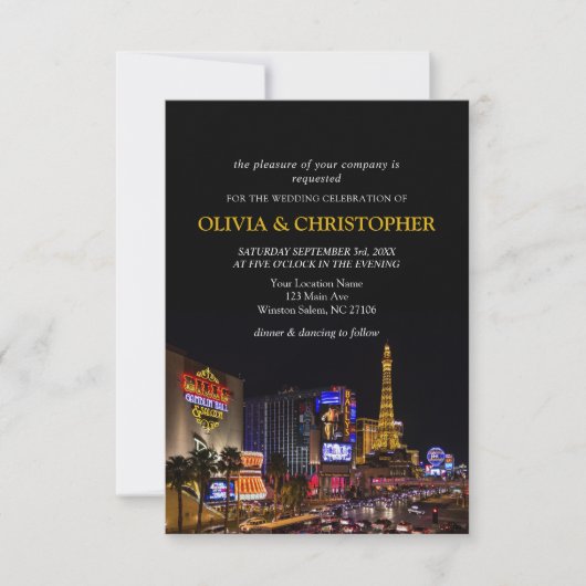 Viva Las Vegas Destination Wedding Invitation Kaart (Voorkant)