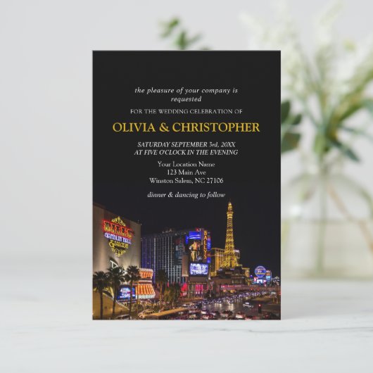 Viva Las Vegas Destination Wedding Invitation Kaart (Staand voorkant)
