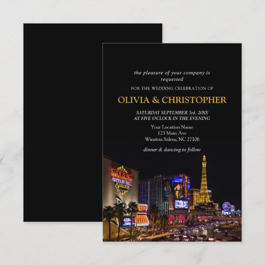 Viva Las Vegas Destination Wedding Invitation Kaart (Voorkant / Achterkant)
