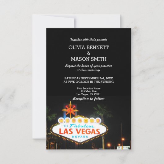 Viva Las Vegas Destination Wedding Invitation Kaart (Voorkant)