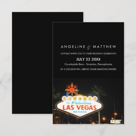Viva Las Vegas Destination Wedding Invitation Kaart (Voorkant / Achterkant)