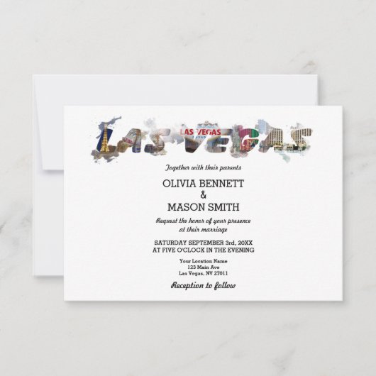 Viva Las Vegas Destination Wedding Invitation Kaart (Voorkant)