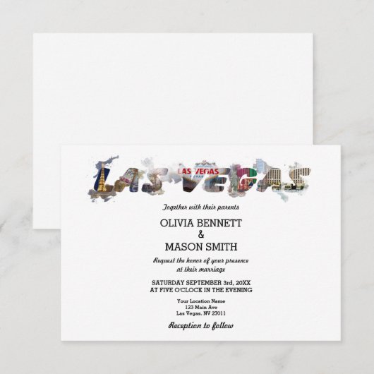 Viva Las Vegas Destination Wedding Invitation Kaart (Voorkant / Achterkant)