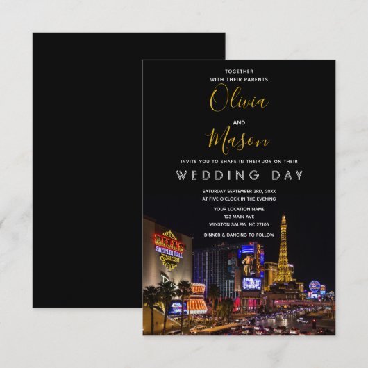 Viva Las Vegas Destination Wedding Invitation Kaart (Voorkant / Achterkant)