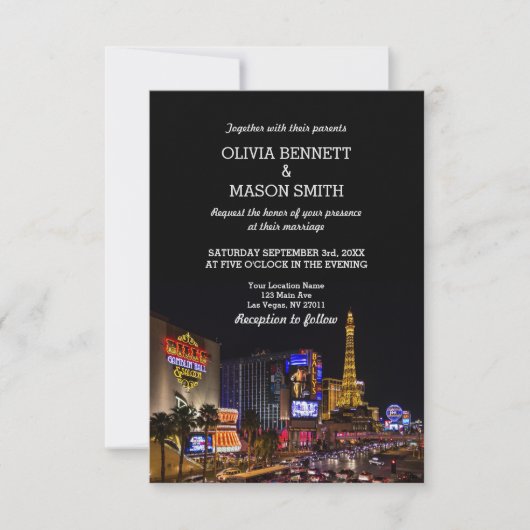 Viva Las Vegas Destination Wedding Invitation Kaart (Voorkant)