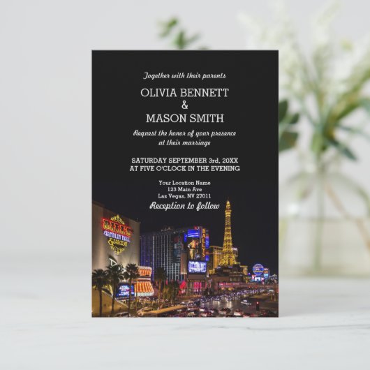 Viva Las Vegas Destination Wedding Invitation Kaart (Staand voorkant)