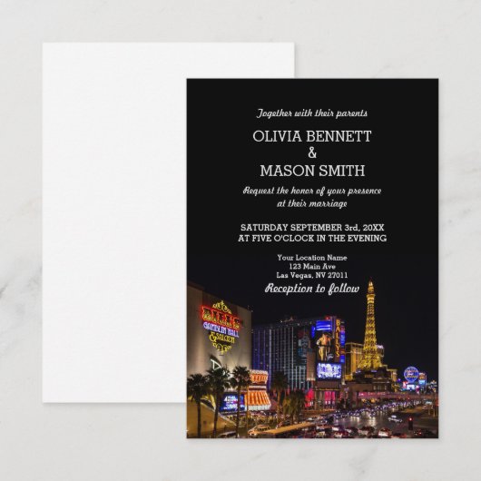 Viva Las Vegas Destination Wedding Invitation Kaart (Voorkant / Achterkant)