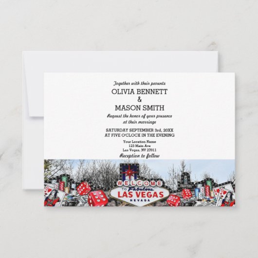 Viva Las Vegas Destination Wedding Invitation Kaart (Voorkant)