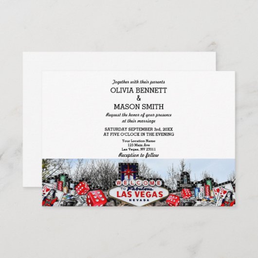 Viva Las Vegas Destination Wedding Invitation Kaart (Voorkant / Achterkant)
