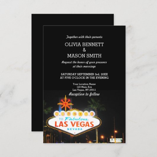 Viva Las Vegas Destination Wedding Invitation Kaart (Voorkant / Achterkant)