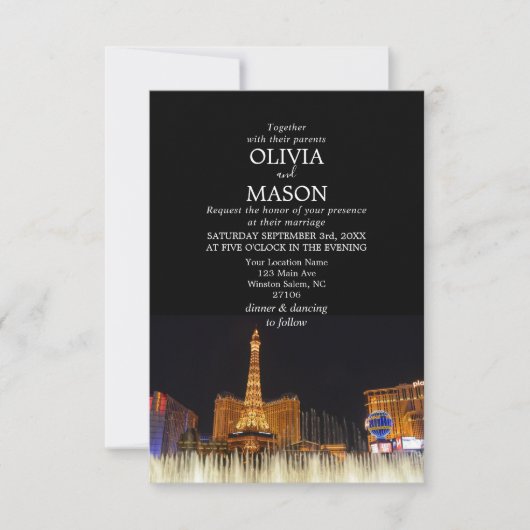 Viva Las Vegas Destination Wedding Invitation Kaart (Voorkant)