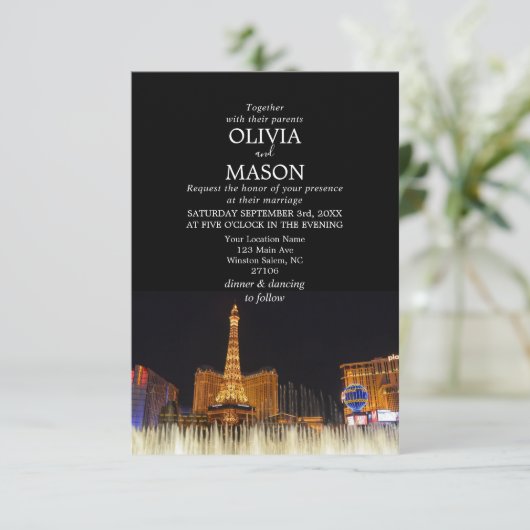 Viva Las Vegas Destination Wedding Invitation Kaart (Staand voorkant)