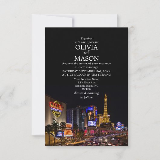 Viva Las Vegas Destination Wedding Invitation Kaart (Voorkant)