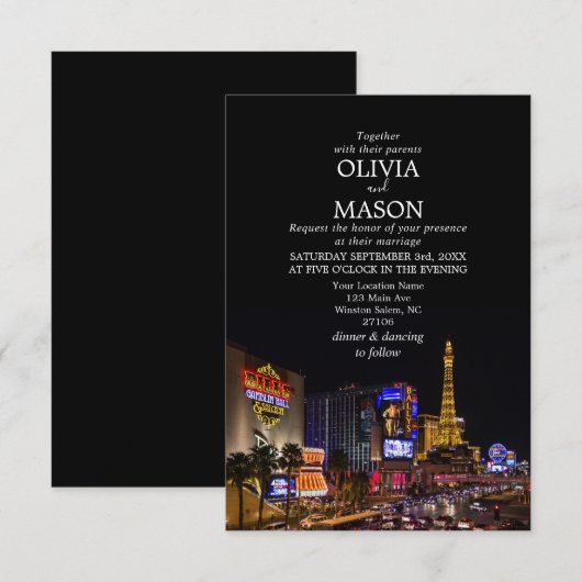 Viva Las Vegas Destination Wedding Invitation Kaart (Voorkant / Achterkant)