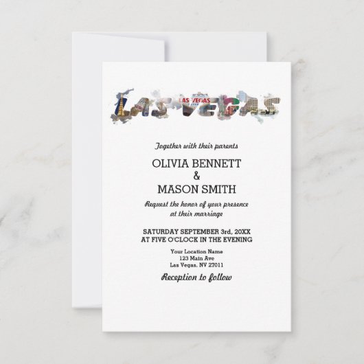 Viva Las Vegas Destination Wedding Invitation Kaart (Voorkant)