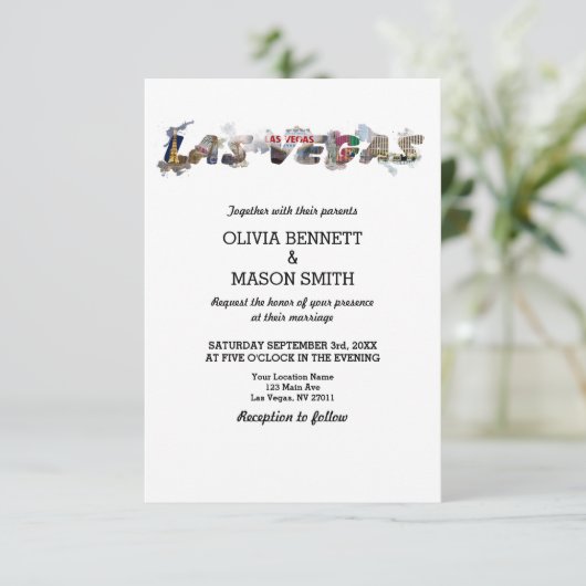 Viva Las Vegas Destination Wedding Invitation Kaart (Staand voorkant)