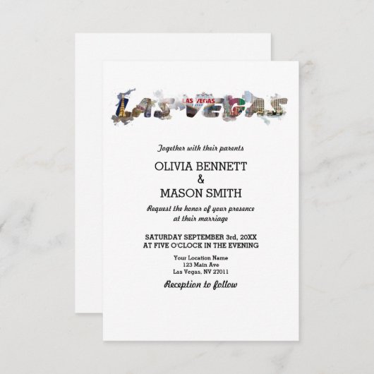Viva Las Vegas Destination Wedding Invitation Kaart (Voorkant / Achterkant)