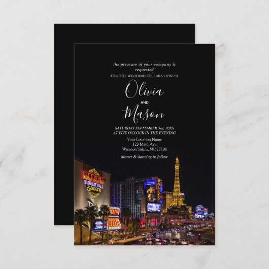 Viva Las Vegas Destination Wedding Invitation Kaart (Voorkant / Achterkant)